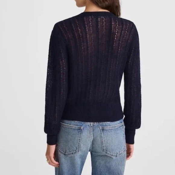 MADEWELL Alpaca Blend Pointelle-Stitch Cardigan in Black Size S NWT - Picture 3 of 9